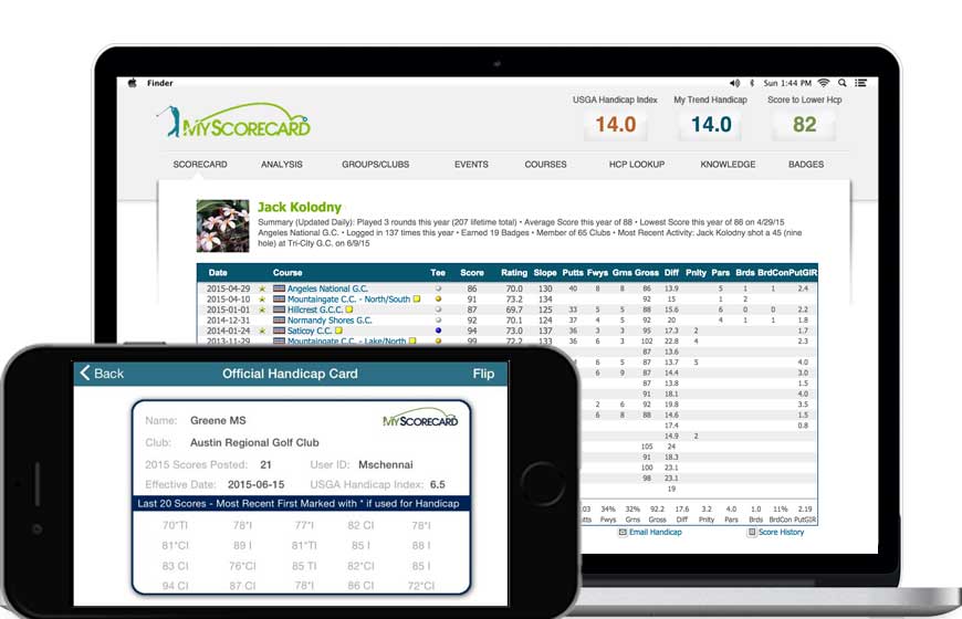 Online golf card